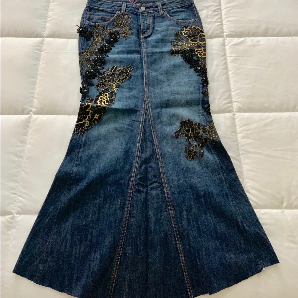 NWOT BEBE Long Denim Skirt